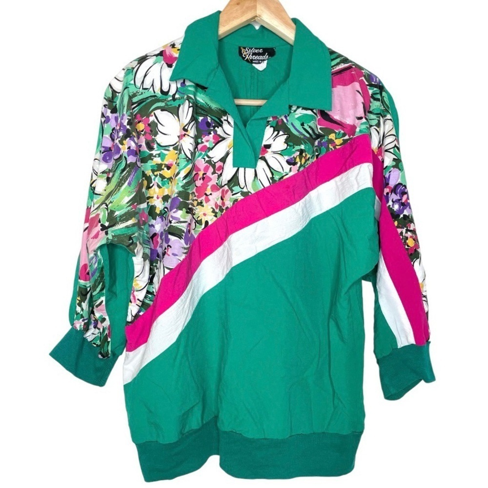 Vintage Floral pullover track top medium